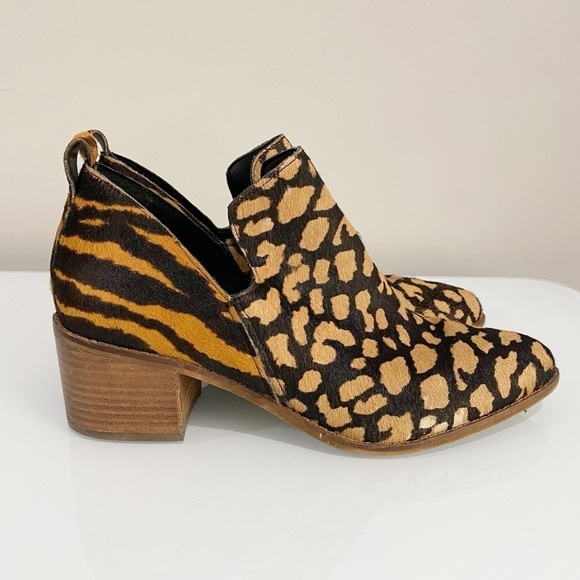 1.STATE Idania 2 Ankle Bootie Cow Hair Animal Print Size 10 - Picture 3 of 14